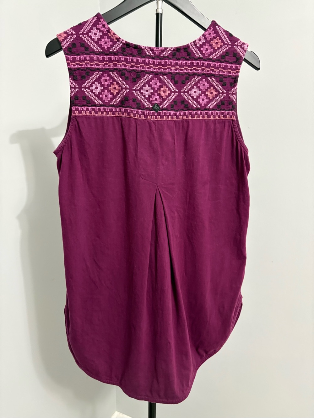 prAna Heloise Embroidered Cotton Tunic Tank Top M Purple - Picture 3 of 8